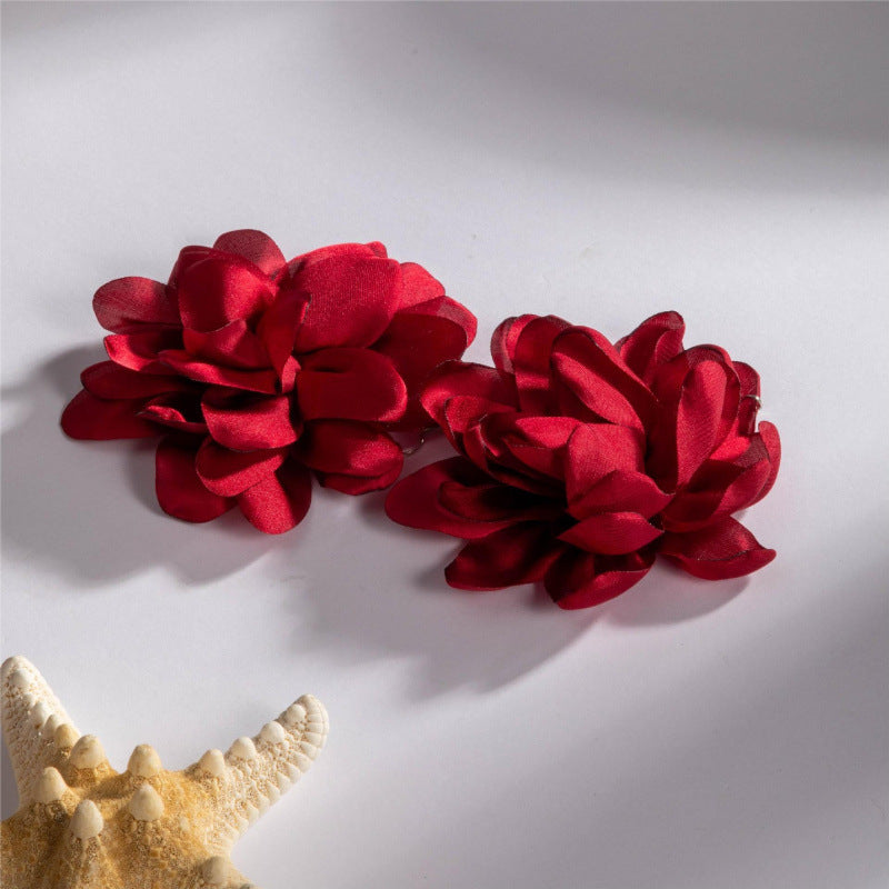 Wholesale Fabric colorful flower earrings