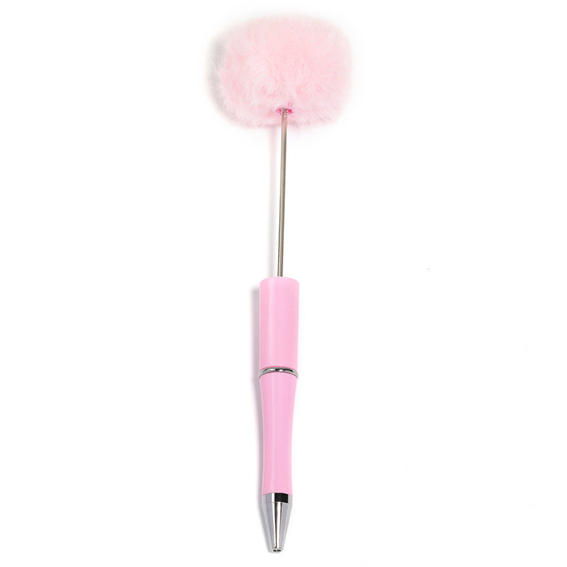 Wholesale 5pcs Macaron DIY Ball Creative Plush Bead Plastic Ballpoint Pen