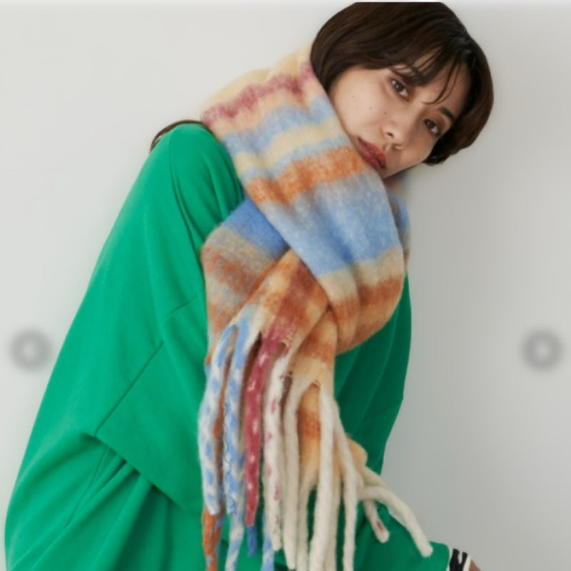 Wholesale Winter AC Double-sided Rainbow Plaid Scarves