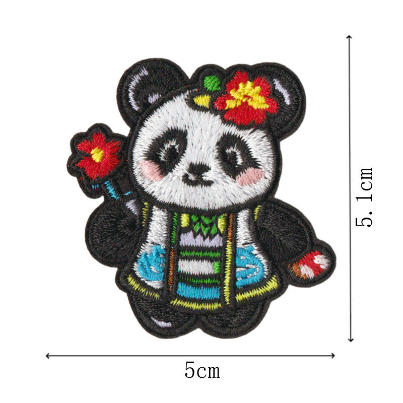 Wholesale 9 Piece Cute Panda Embroidery Patches Iron On For Kids Clothing Towel DIY Decorative Fashion Accessory