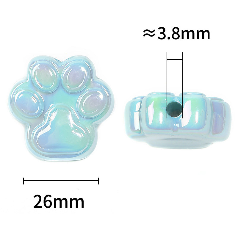 Wholesale 50pcs Acrylic Solid Color Cartoon Cat Claw Straight Hole Beads