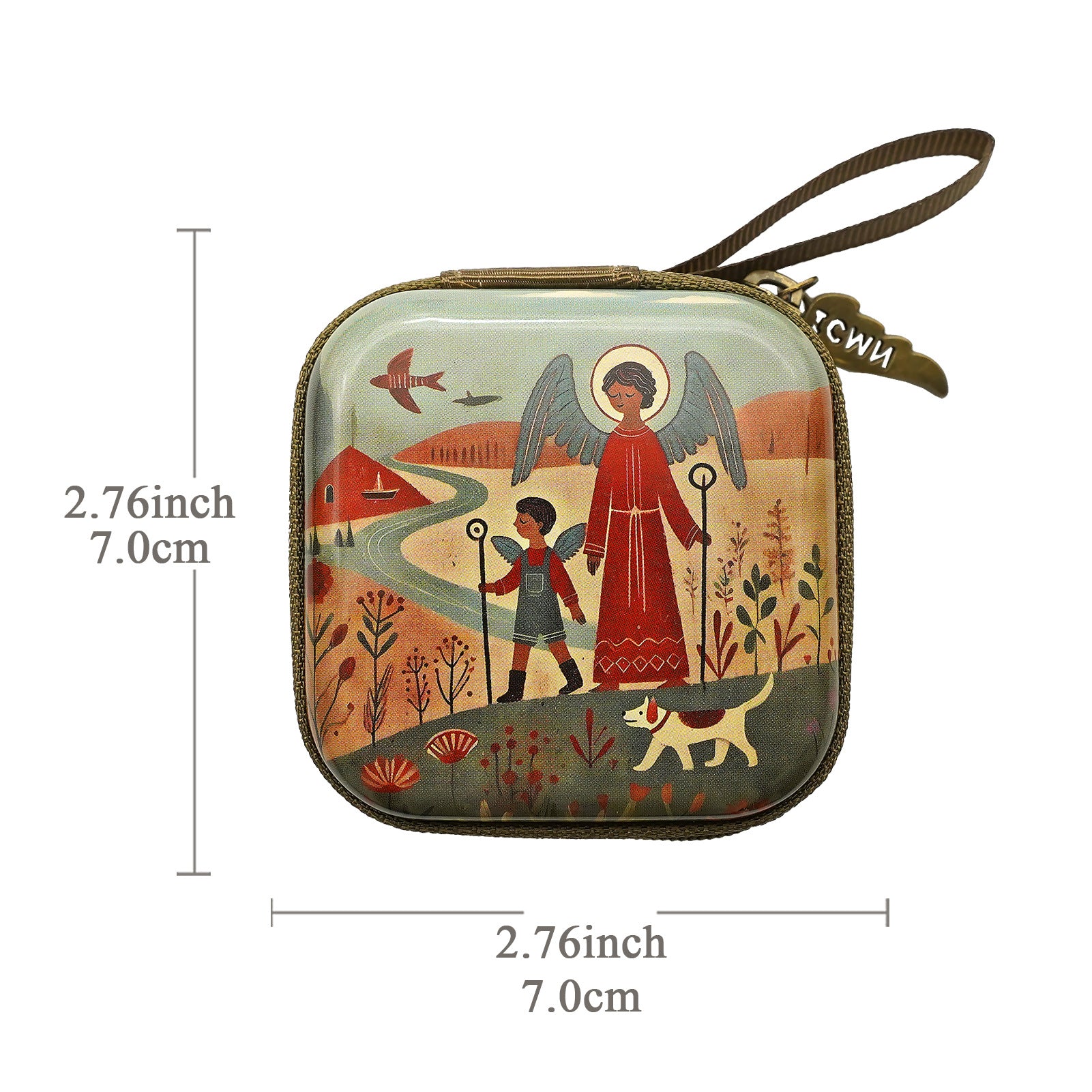 Wholesale Square hand drawn cartoon pattern portable coin purse