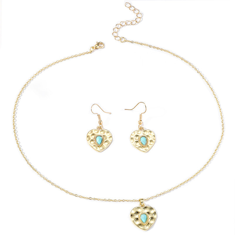 Wholesale Evil Eye Pendant Fashionable and Versatile Love Turquoise Earrings Necklace