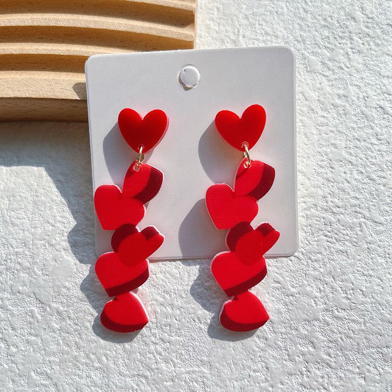 Wholesale Valentine' s Day Pink Love Acrylic Earrings
