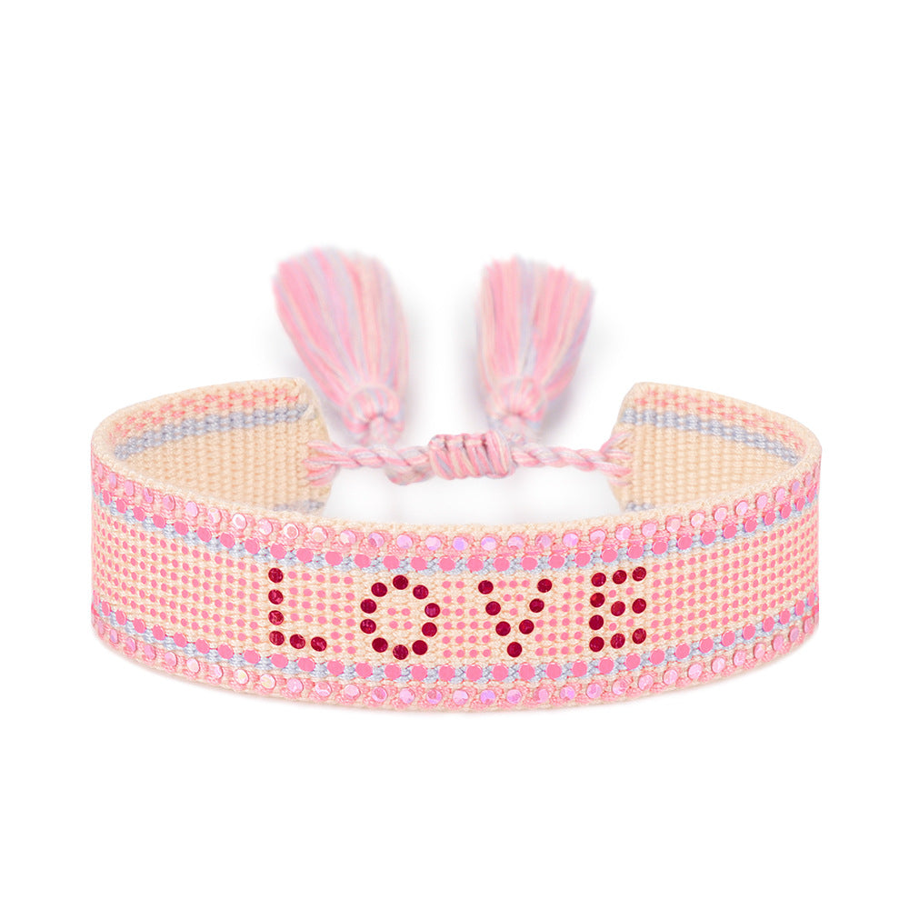 Wholesale Sequin Letter Creative Woven Bracelet