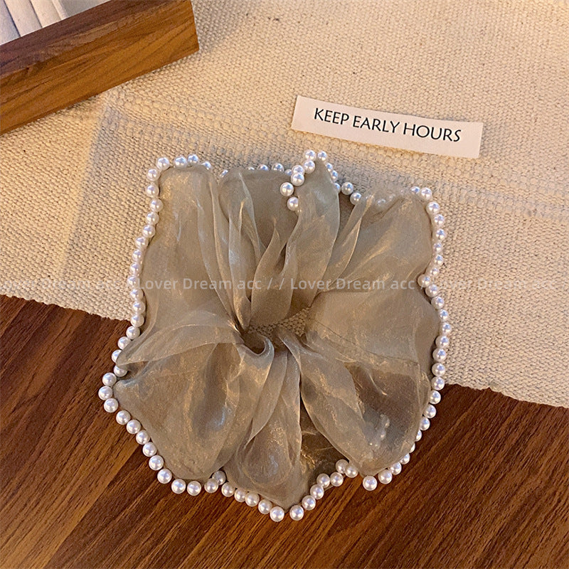 Wholesale Transparent Pearl Mesh Hair Scrunchies