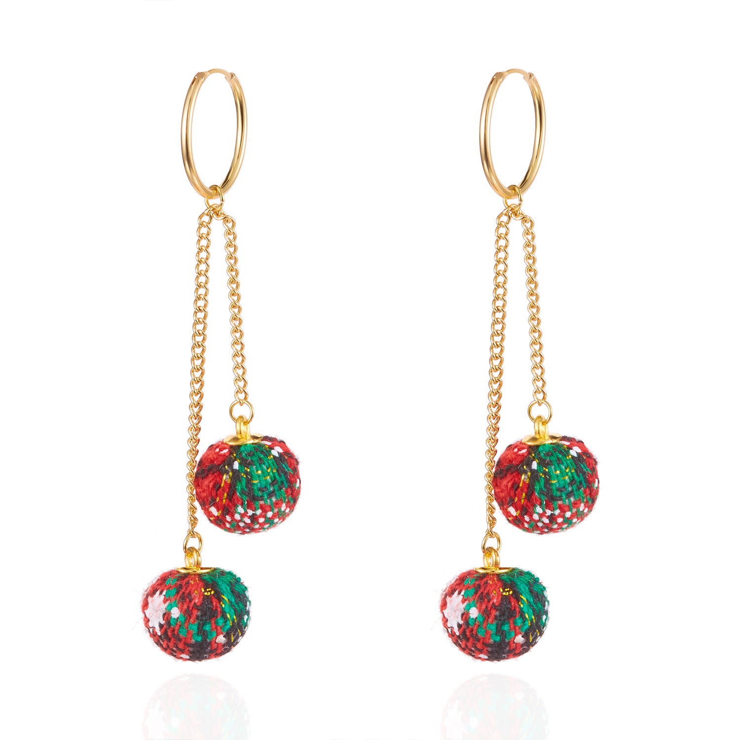 Wholesale Christmas atmosphere earrings Christmas geometric pompoms