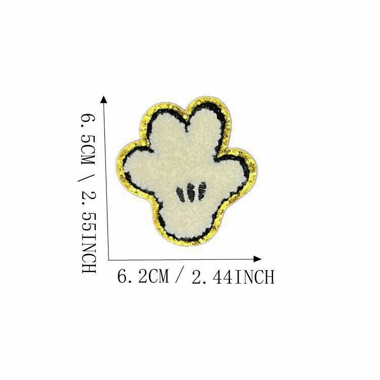 Wholesale Christmas  Gold Edge Chenille Embroidered Patches Self Adhesive Clothing Accessory For Coats Party Craft Supply