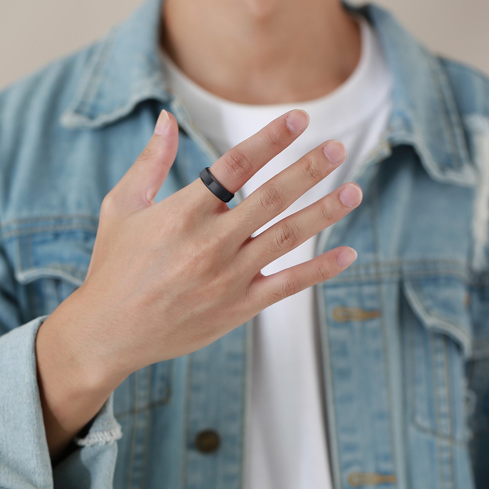 Wholesale Tungsten Steel Solid Color Men's Rings