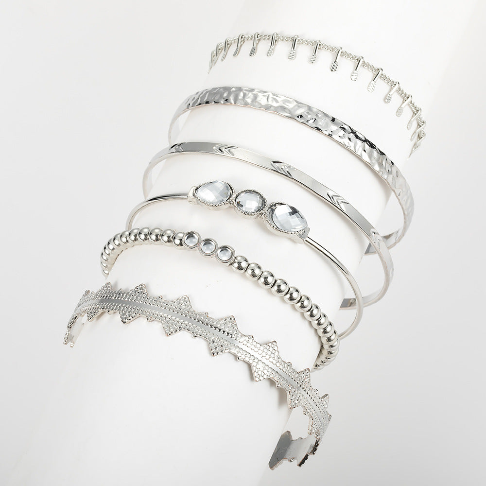 Wholesale Metal Retro Punk Style Alloy Bracelet Set 7-piece