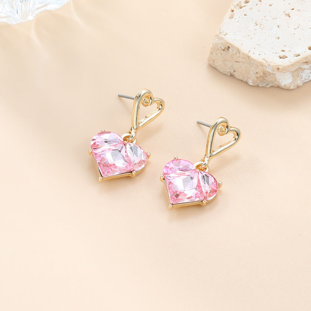 Wholesale Love Shaped Earrings Exaggerated Colored Diamond Earrings