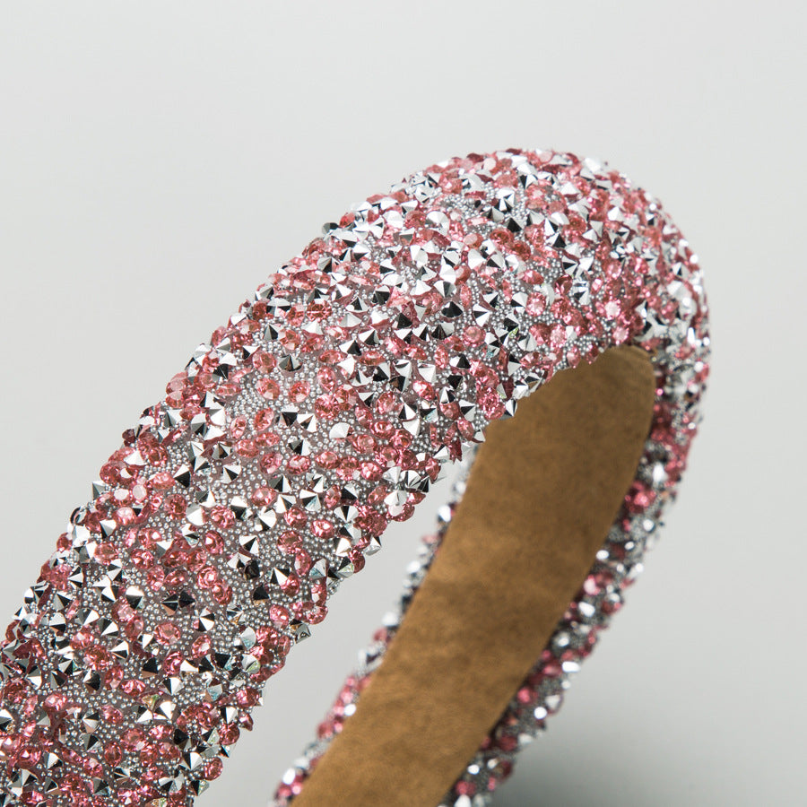 Wholesale New fashion hair pressure non-slip pure handmade sponge wide edge inlaid small rhinestone increased cranial top hair accessories women's headband