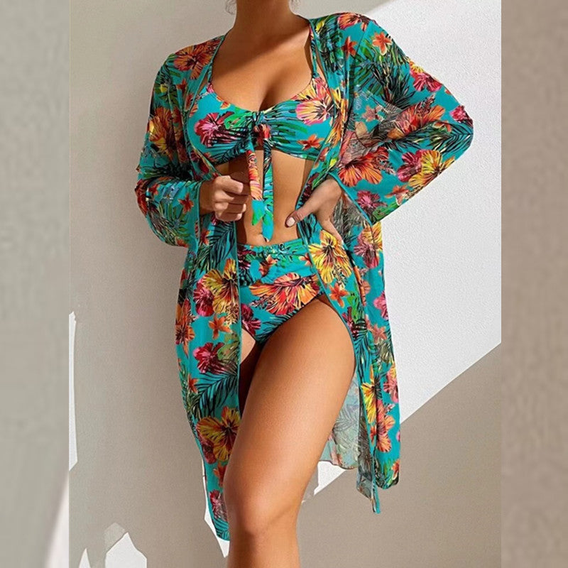 Wholesale Printed Three-piece Cover Up Polyester Swimwear