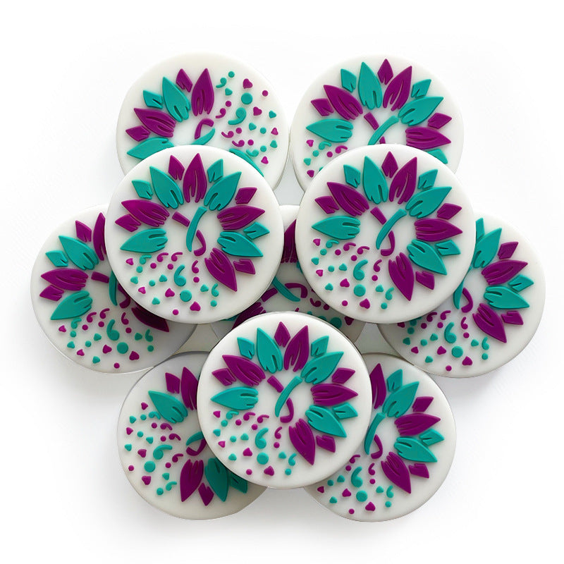 Wholesale 10PCS DIY Blue Purple Flower Cartoon Silicone Beads