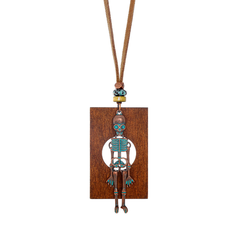 Wholesale Trendy  Multi Layer Skull Skeleton Pendant Long Chain Necklace Fashion Jewelry Accessory For Everyday Styling
