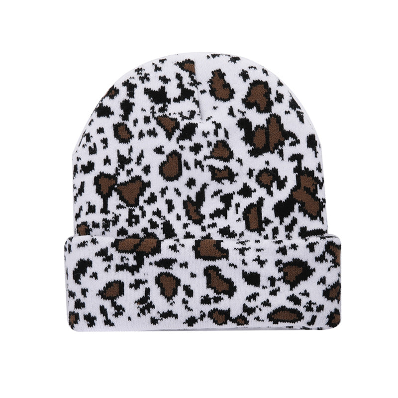 Wholesale Cute Leopard Print Cow Knitted Beanie