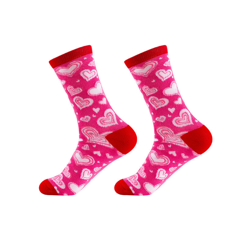 Wholesale Valentine's Day Mid-calf Knitted Love Jacquard Cotton Socks
