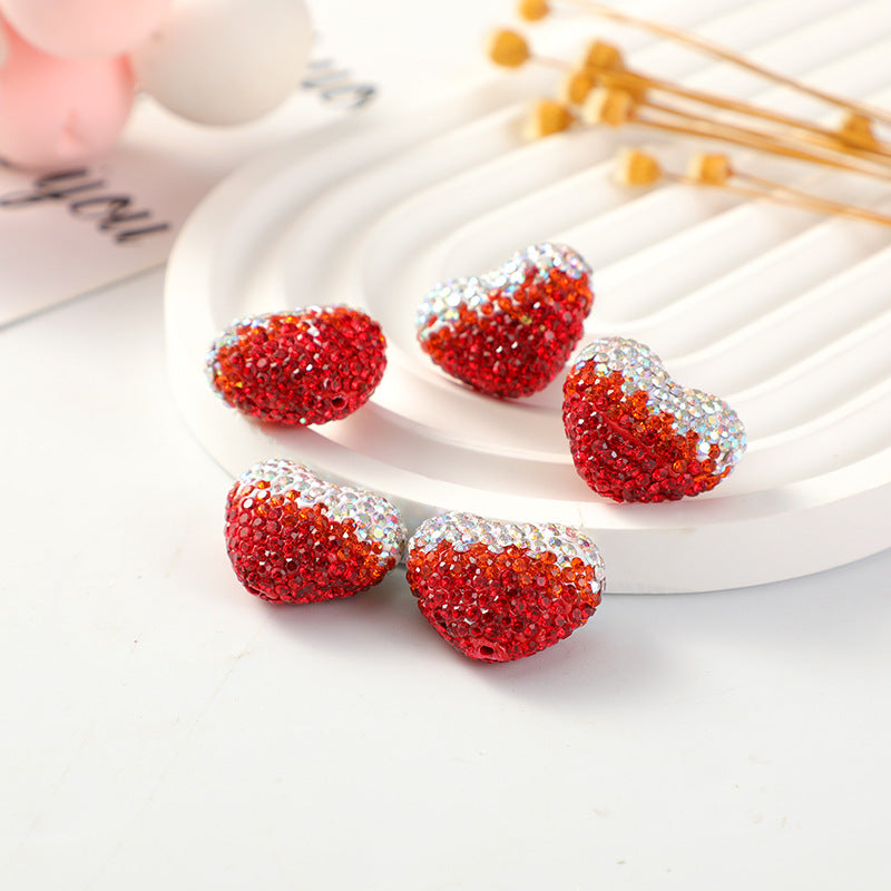 Wholesale 50PCS Valentine's Day Gradient Love DIY Rhinestone Beads