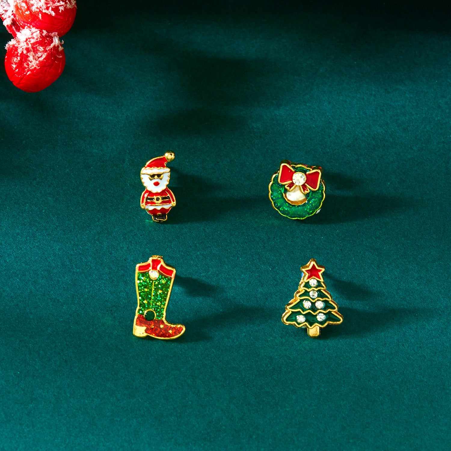 Wholesale  Christmas Tree Cane Gingerbread Man Reindeer Ear Studs