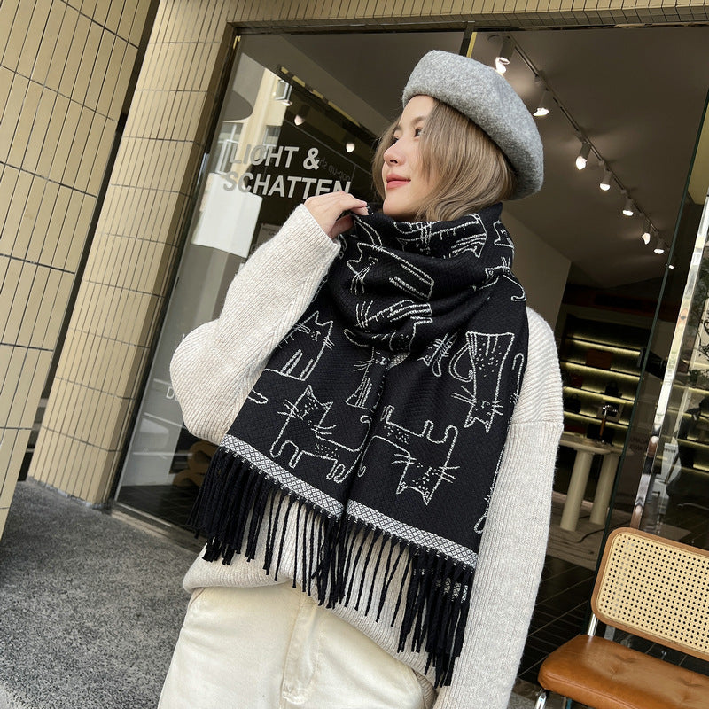 Wholesale Imitation Cashmere Lucky Cat Scarf