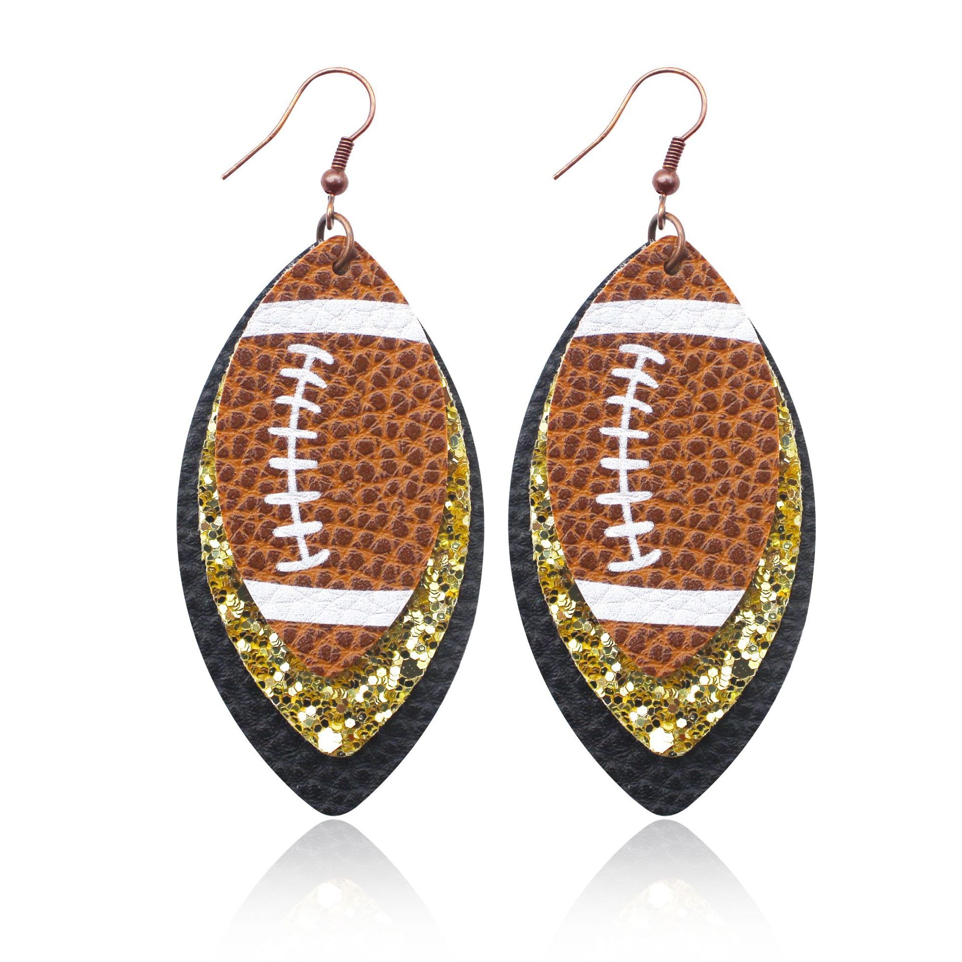 Wholesale Rugby Brown Leopard Tree Leaf Leather Earrings