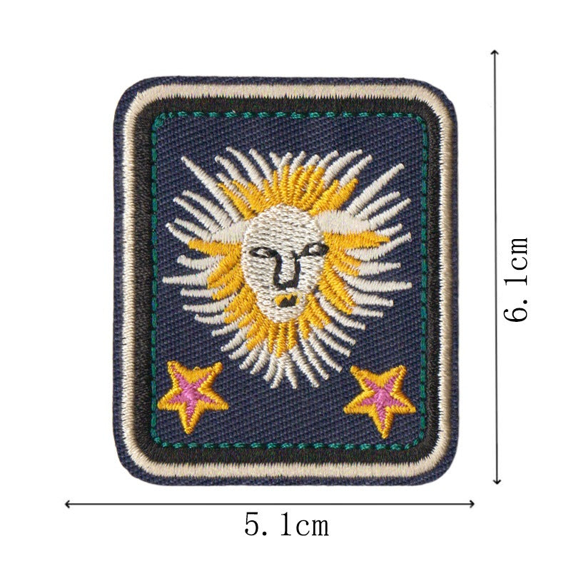 Wholesale Folk Art Totem Sun Contion Embroidered Patches Set Of 12 Iron On Badges For Coats And DIY Accessory
