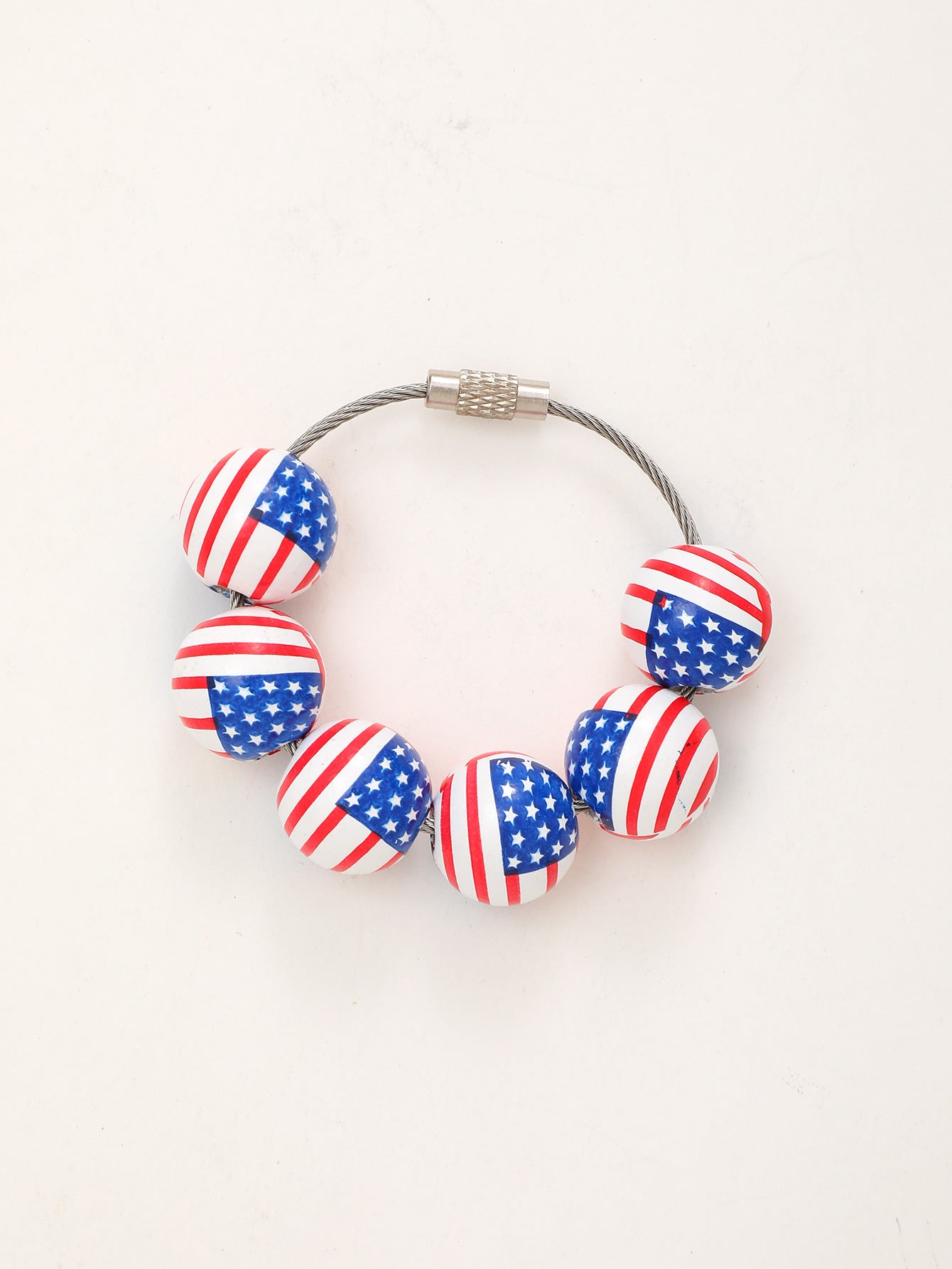 Wholesale American Independence Day Ball Series Wooden Beaded Keychain Decoration