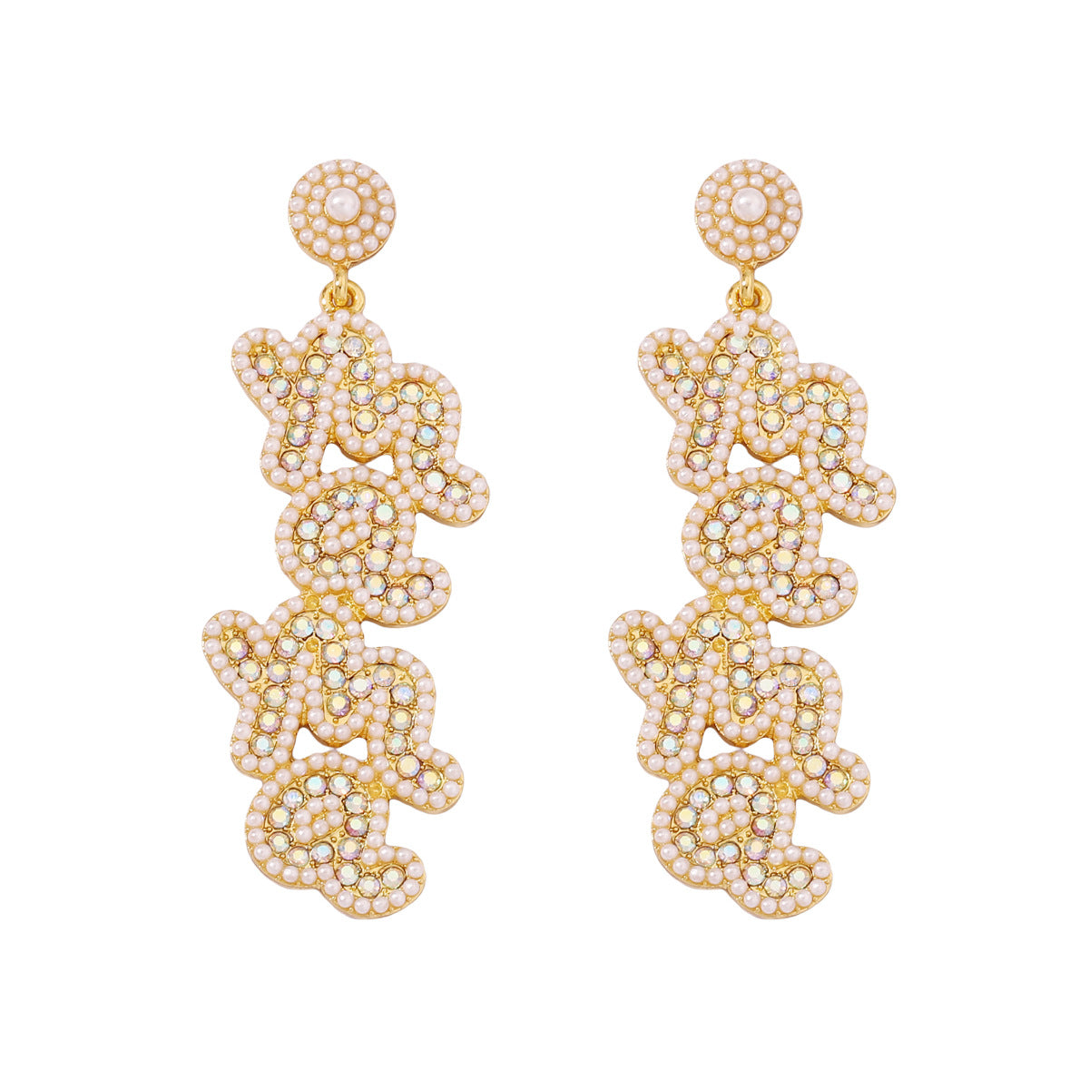 Wholesale Mother's Day Rice Beads Pearl MAMA Earrings