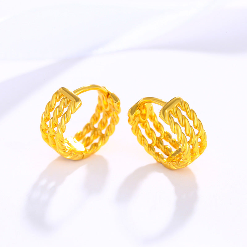 Wholesale Simple Gold Fried Dough Twists Fashion Retro Premium Earrings