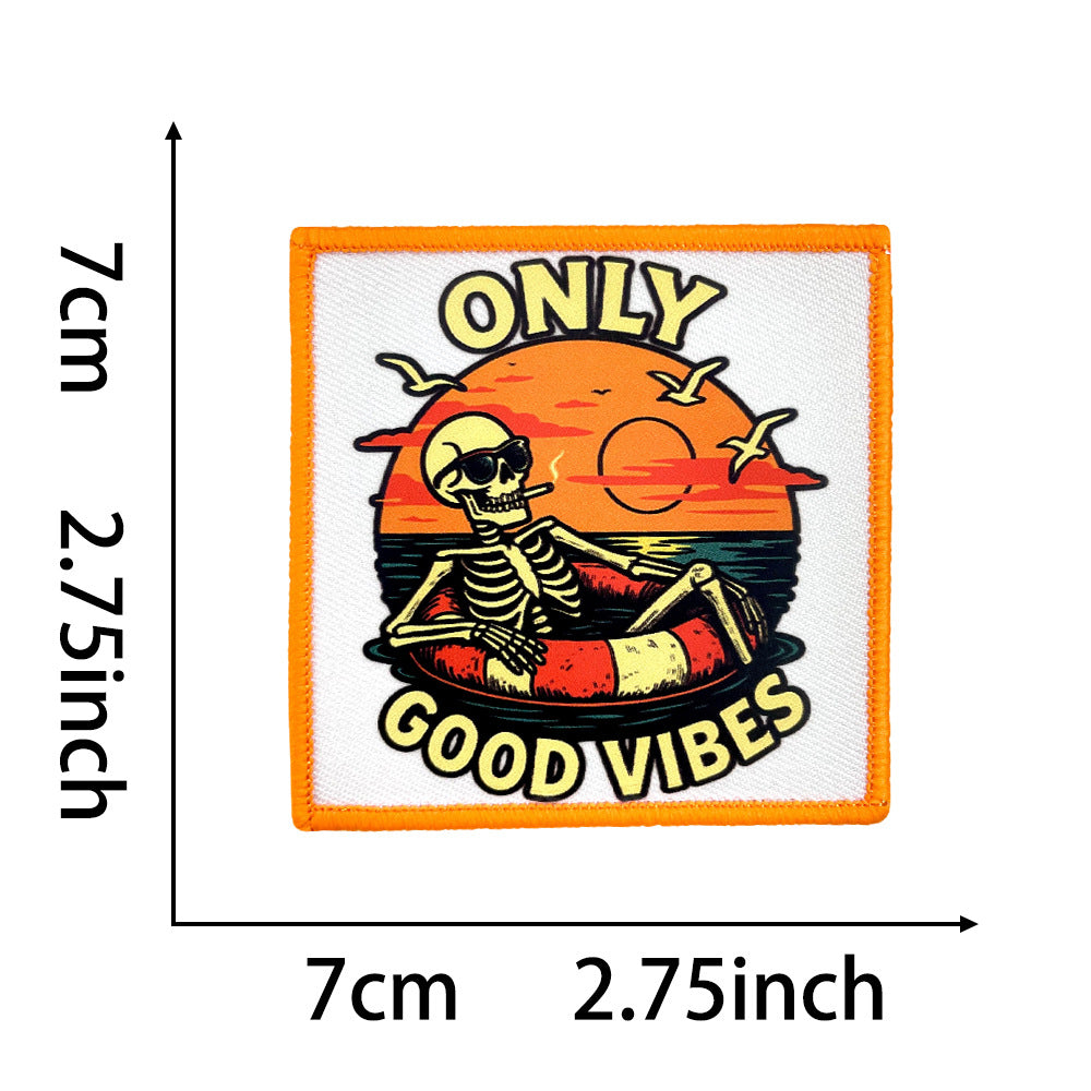 Wholesale Trendy Beach Skull Coffee Mom Theme Iron On Embroidered Patch DIY Decorative Accent For Bags And Coats Resale