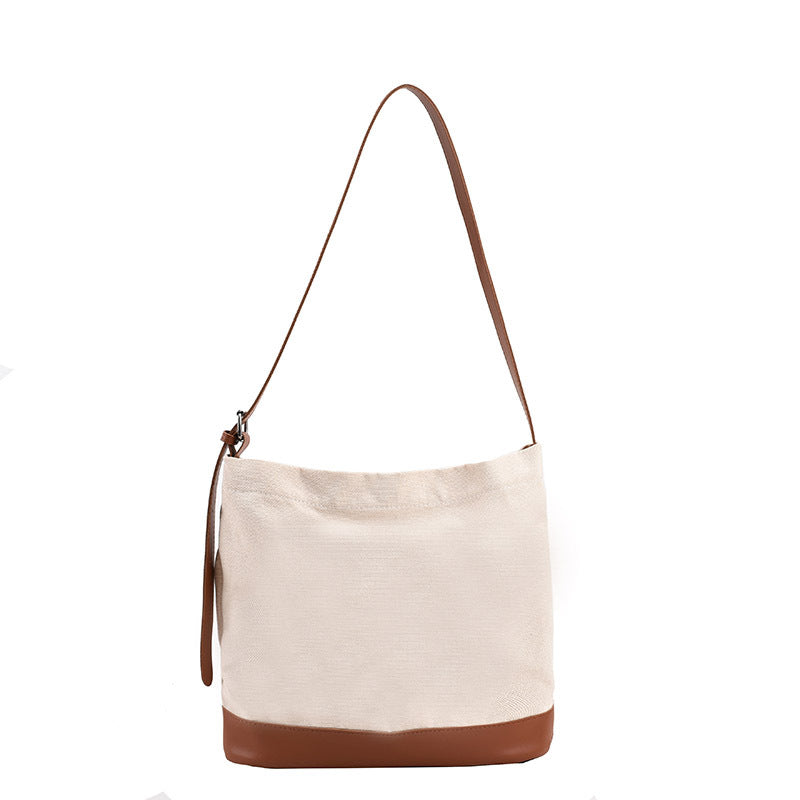Wholesale PU Simple Large Capacity Spliced Tote Bag