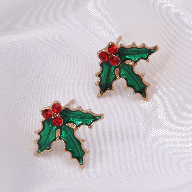 Wholesale Diamond Bell Snowflake Christmas Tree Earrings