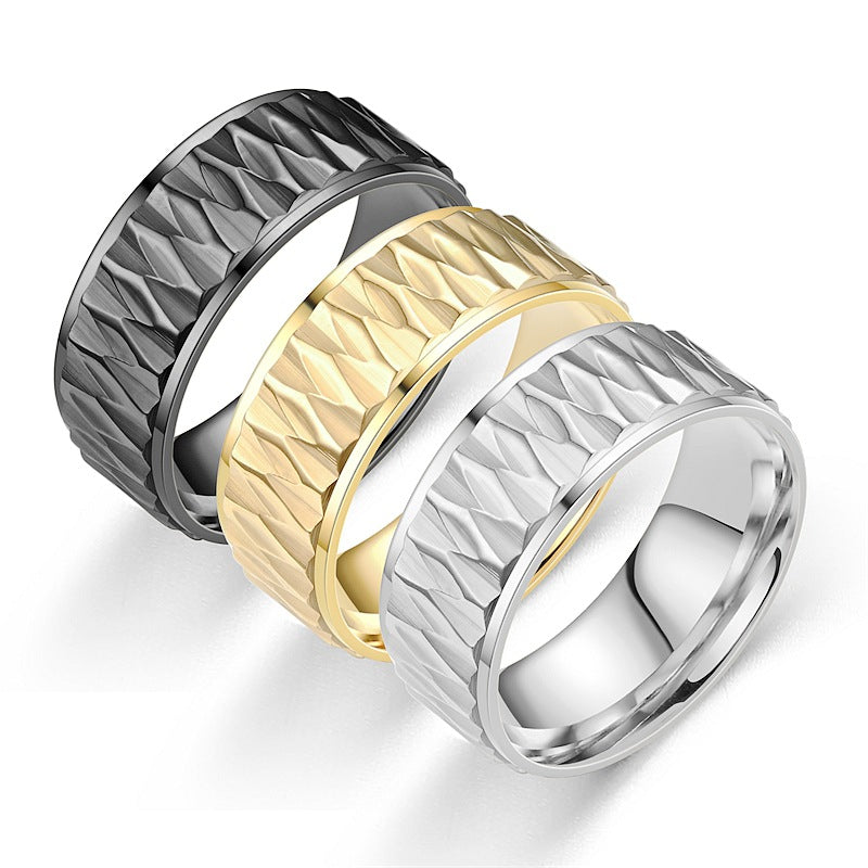 Wholesale Titanium Steel Diamond Patterned Rings