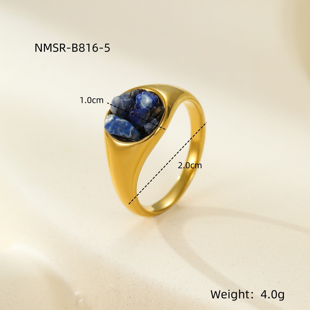 Wholesale Stainless Steel Ring With Natural Stone Setting