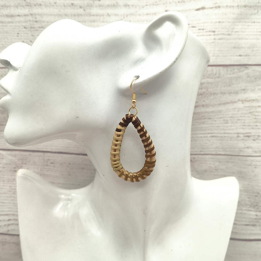 Wholesale Rattan Woven Water Drop Pendant Earrings