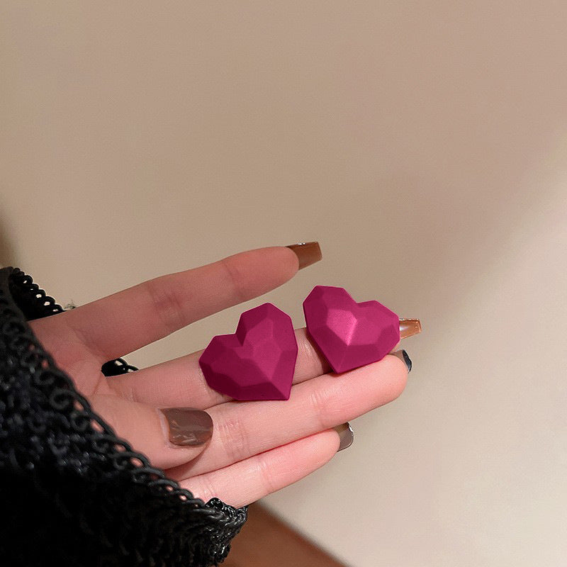 Wholesale Rose Red Flower Love Summer Geometry Sweet Alloy Earrings