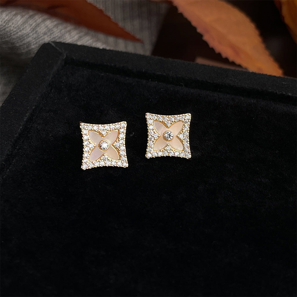 Wholesale Beimu flower shaped zircon butterfly earrings