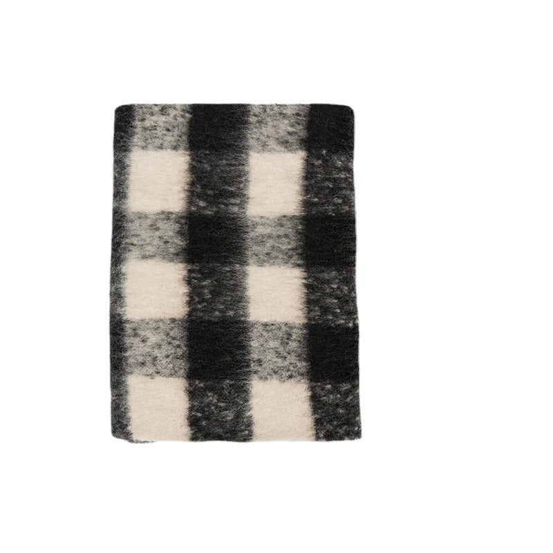 Wholesale Beige Black Plaid Imitation Cashmere Scarves