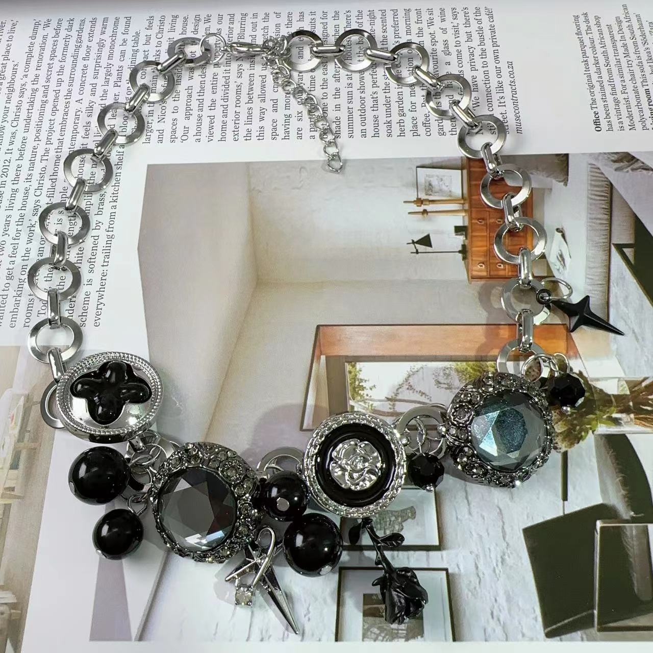 Wholesale Y2K Gothic Black Memories Button Star Hot Girl Clavicle Chain