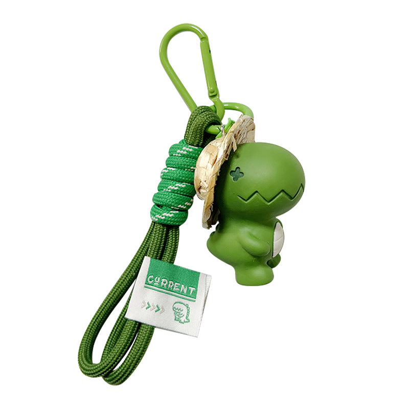 Wholesale Resin Straw Hat Dinosaur Keychain