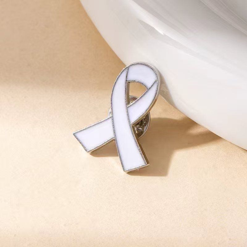 Wholesale Metal Oil-Drip Pink Collar Ribbon Brooch