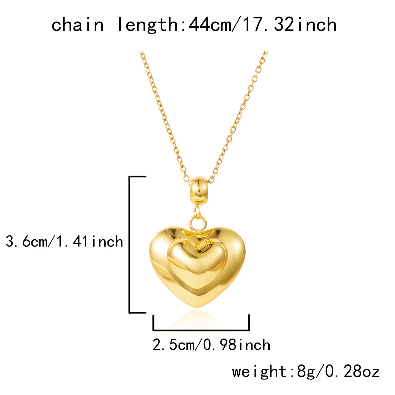 Wholesale Chain striped heart-shaped stainless steel necklace