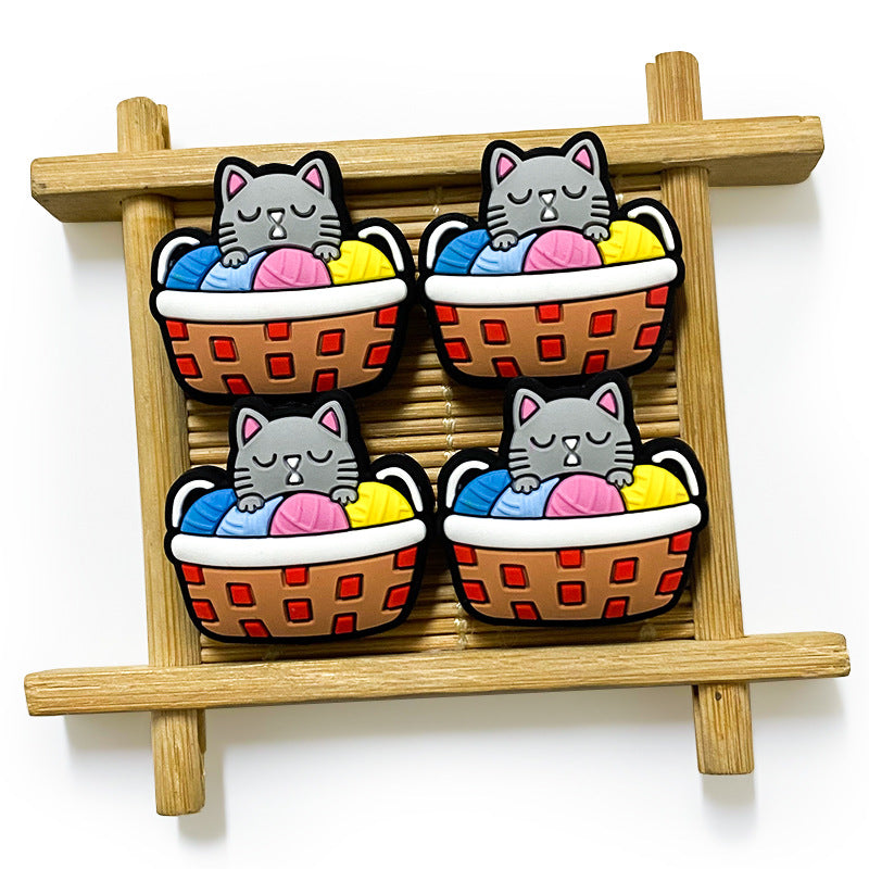 Wholesale 10PCS Cartoon Cute Cat Silicone Beads