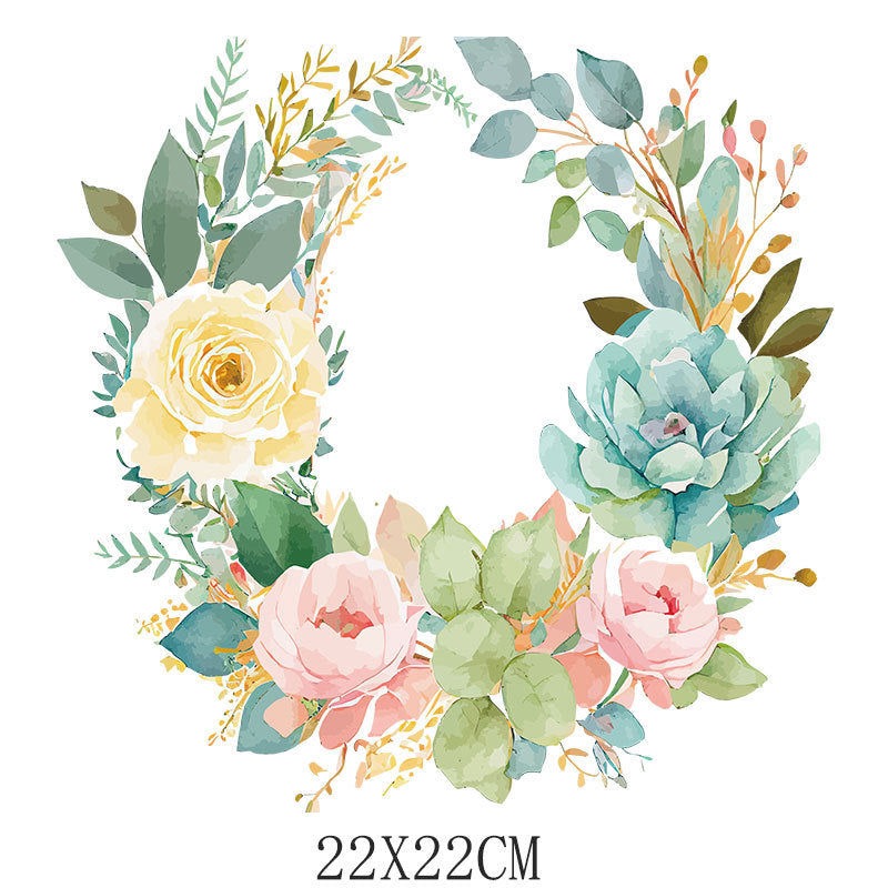 Wholesale 10pcs/pack Watercolor floral heat transfer appliqué clothing UV DTF Ready to Press Transfers Wraps