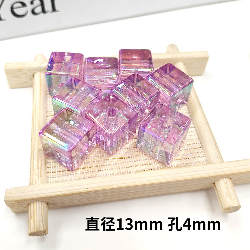 Wholesale 100PCS/Pack Colorful Transparent UV Square 13mm DIY Acrylic Beads