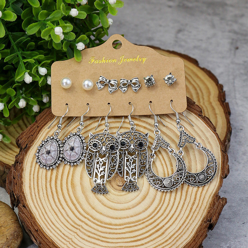 Wholesale Vintage Silver Turquoise Ethnic Style Earrings