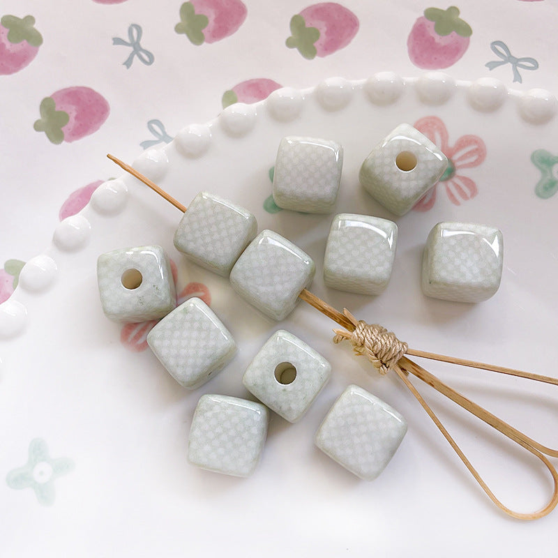 Wholesale 10pcs low saturation wave point heart block Acrylic Beads