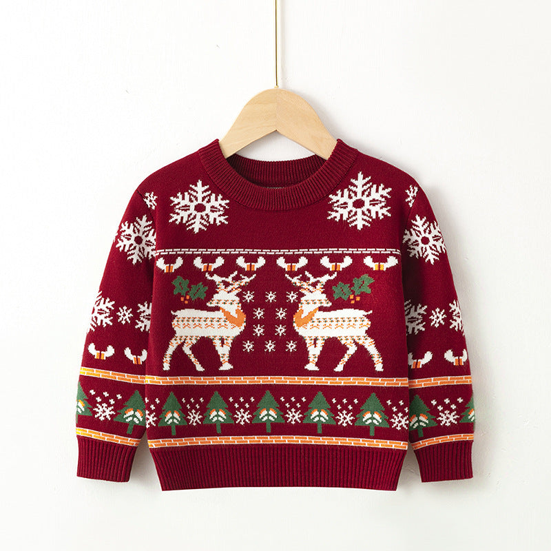 Wholesale Cartoon Christmas Elk Autumn Winter Woolen Baby Clothes