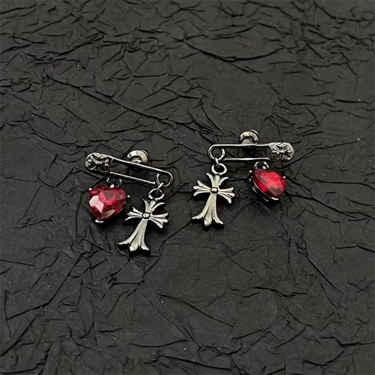 Wholesale Dark Cross Heart Earrings