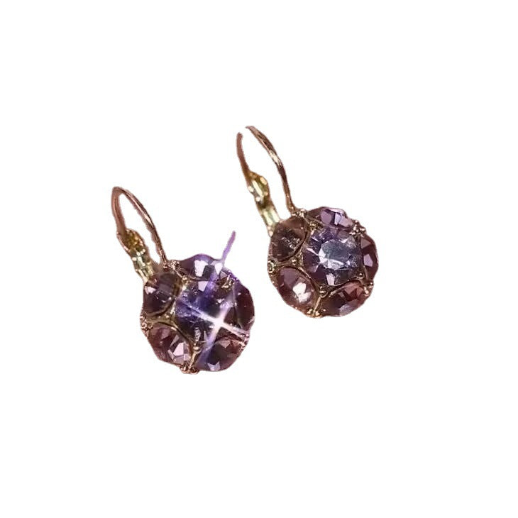 Wholesale Purple crystal earrings exquisite light luxury fashion earrings